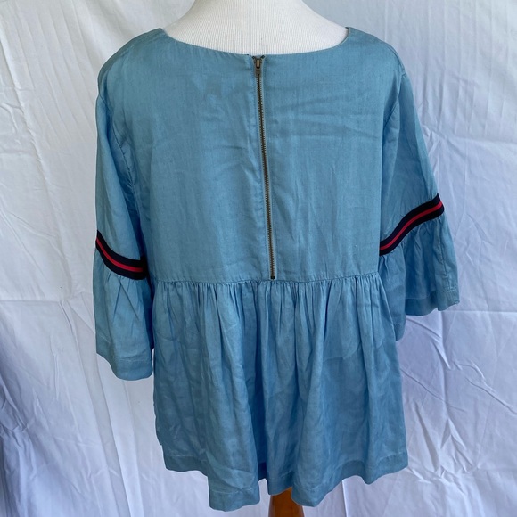 Crown & Ivy Petite Tape Trim Baby Doll Blouse - Picture 5 of 7